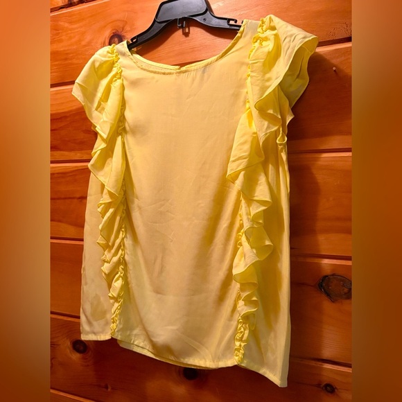Coco + Carmen ruffled embellishment bright yellow blouse in size S/M. - Picture 2 of 7